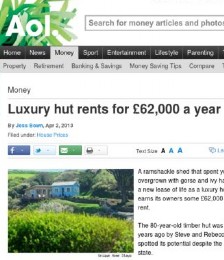 Luxury hut rents for £62,000 a year